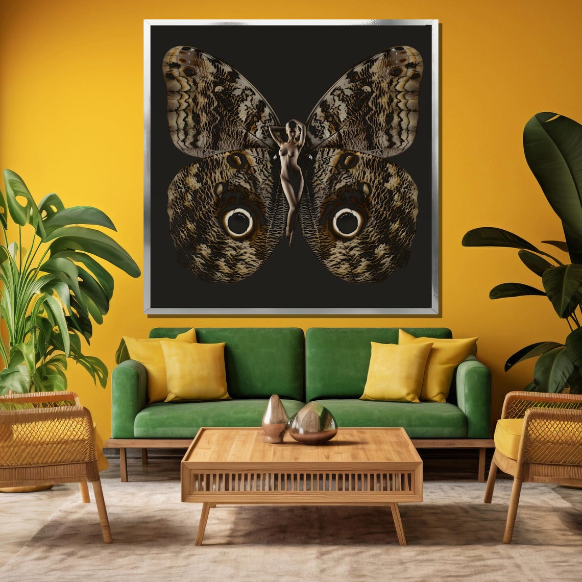 Surreal Owl Butterfly Woman with Eye Spots Dark Fantasy Poster - Image 3