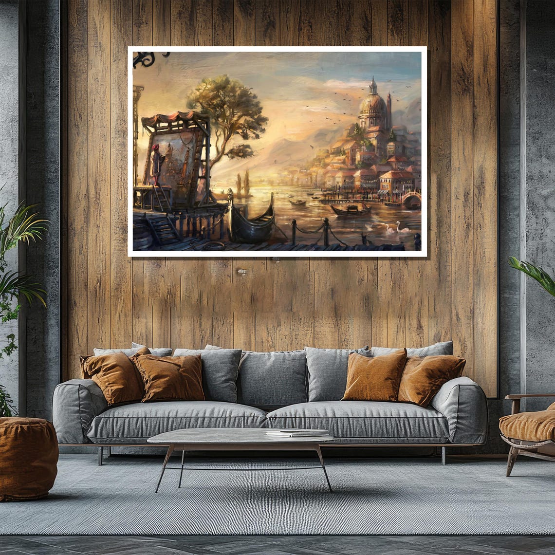 Venetian Sunset Painting Romantic Gondolas And Architecture Unique Gift For Elegant Home Decor And Art Lovers - Image 2