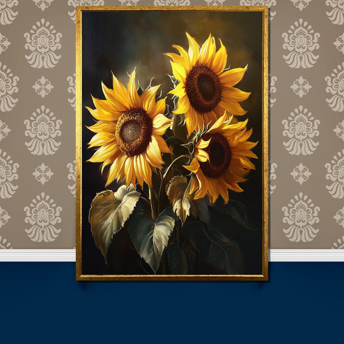 Sunflower Trio Art Print, Yellow Floral Nature Decor