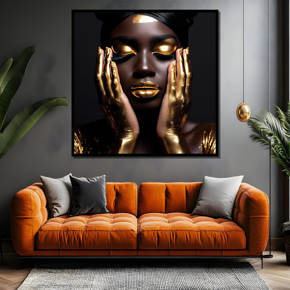 Golden Glamour Woman Portrait In Black And Gold Luxury Art Poster - Image 4