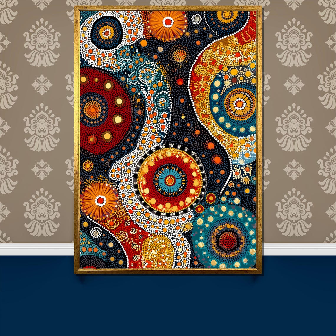 Aboriginal Dot Art Colorful Tribal Circle Pattern Art Poster
