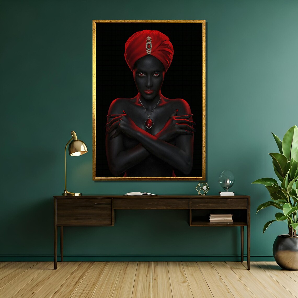 Mysterious Dark Woman In Red Turban With Jewel Gothic Art Poster - Image 5