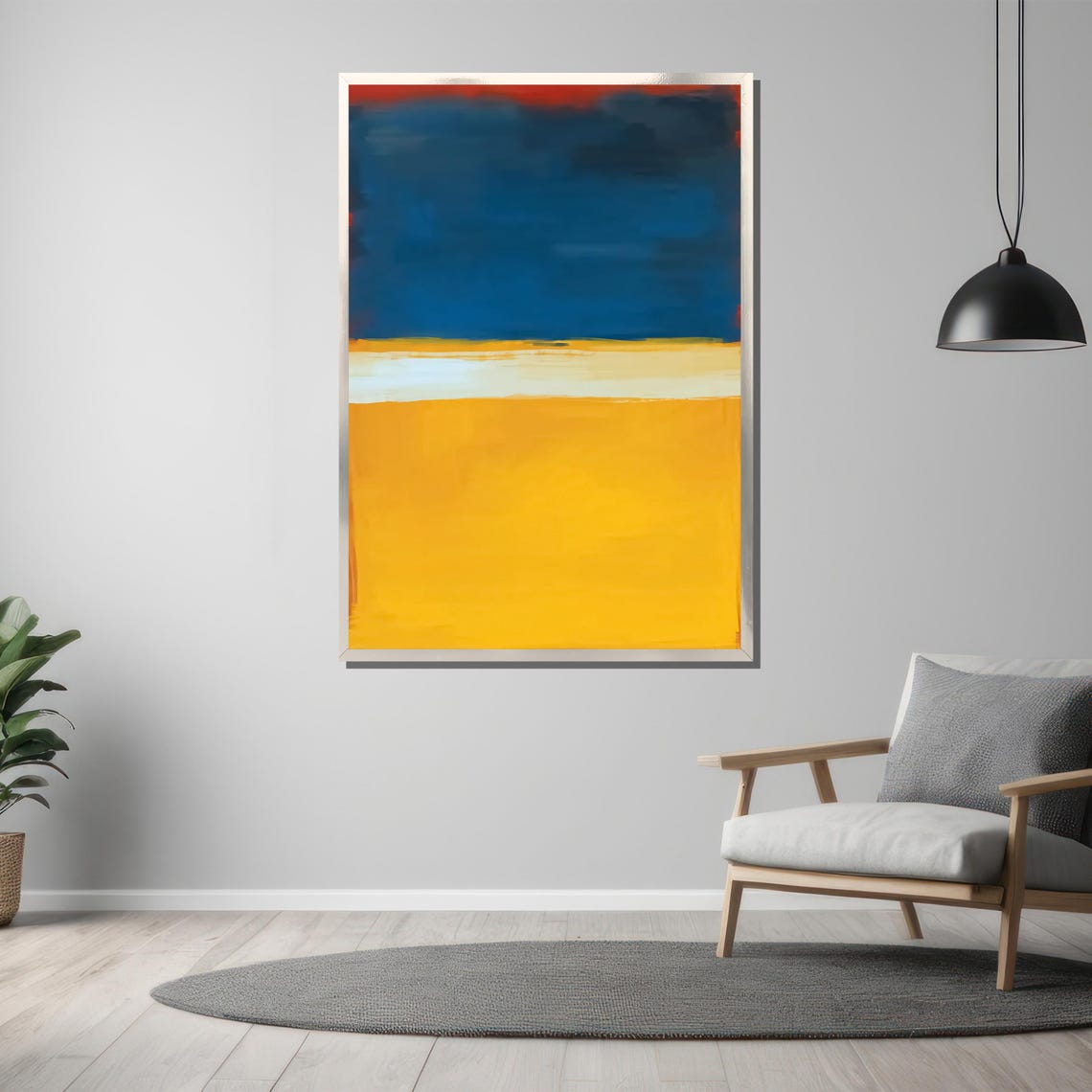 Bold Blue And Vibrant Yellow Abstract Painting Unique Contemporary Art Gift For Modern Home Decor Lovers - Image 3