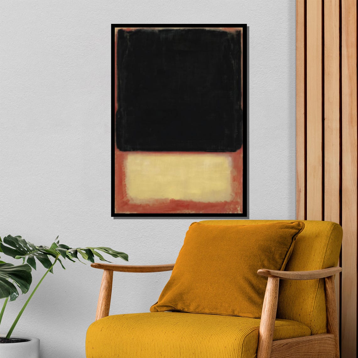 Rothko Style Black And Cream Minimalist Abstract Canvas Poster - Image 4