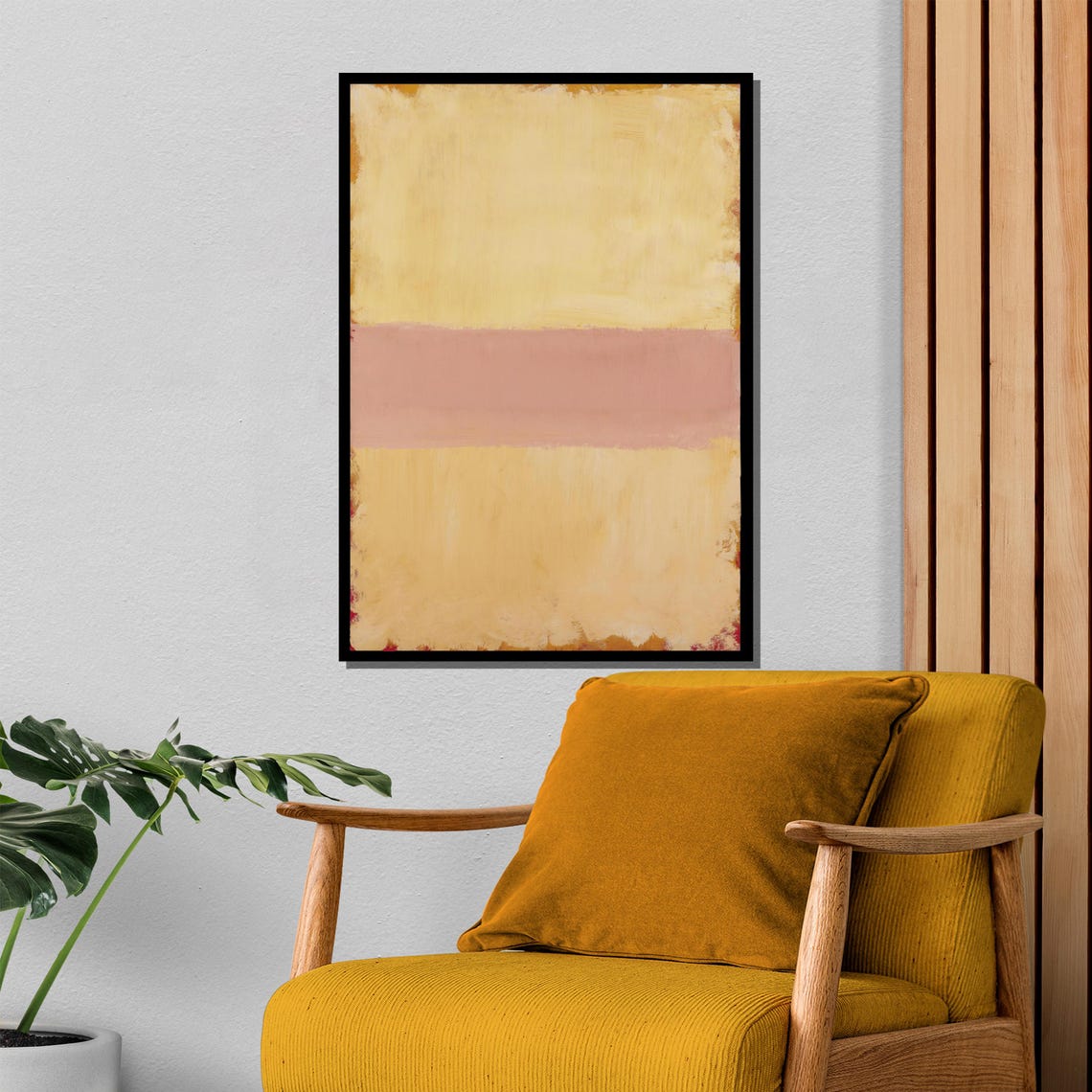 Rothko-Style Soft Yellow Pink Blush Color-Field Abstract Poster - Image 4