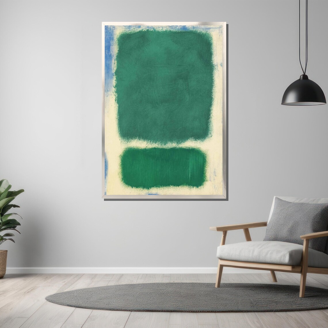 Mark Rothko Lush Green On Cream Abstract Expressionist Art - Image 3