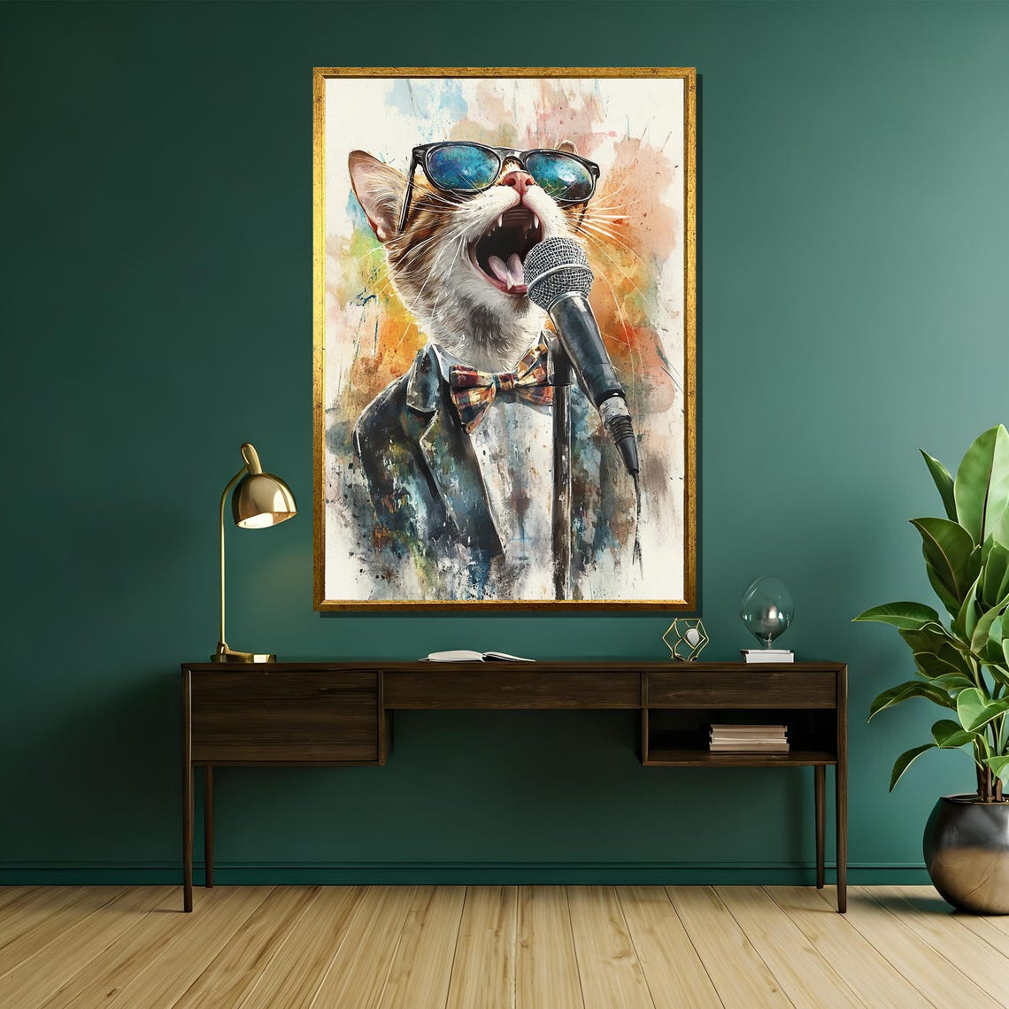 Cool Crooner Cat in Sunglasses Singing Jazz Into a Microphone Poster - Image 5