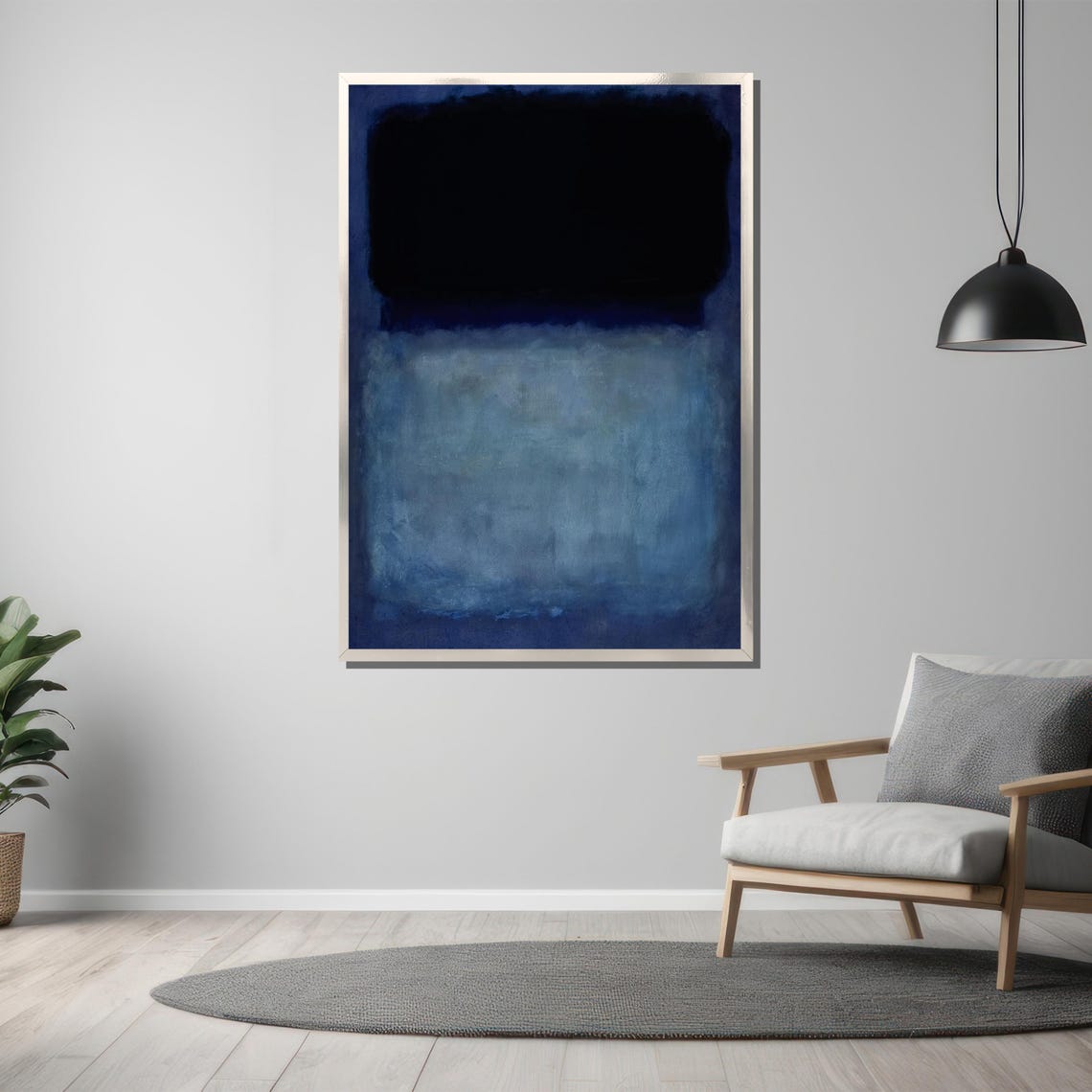 Midnight Blue And Black Color Field Moody Night Sky Abstract Poster - Image 3