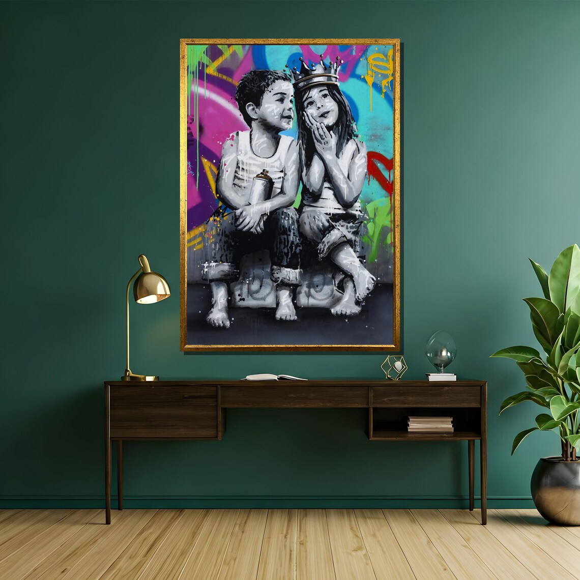 Graffiti Kids With Crown Street Art Children Painting Poster - Image 5