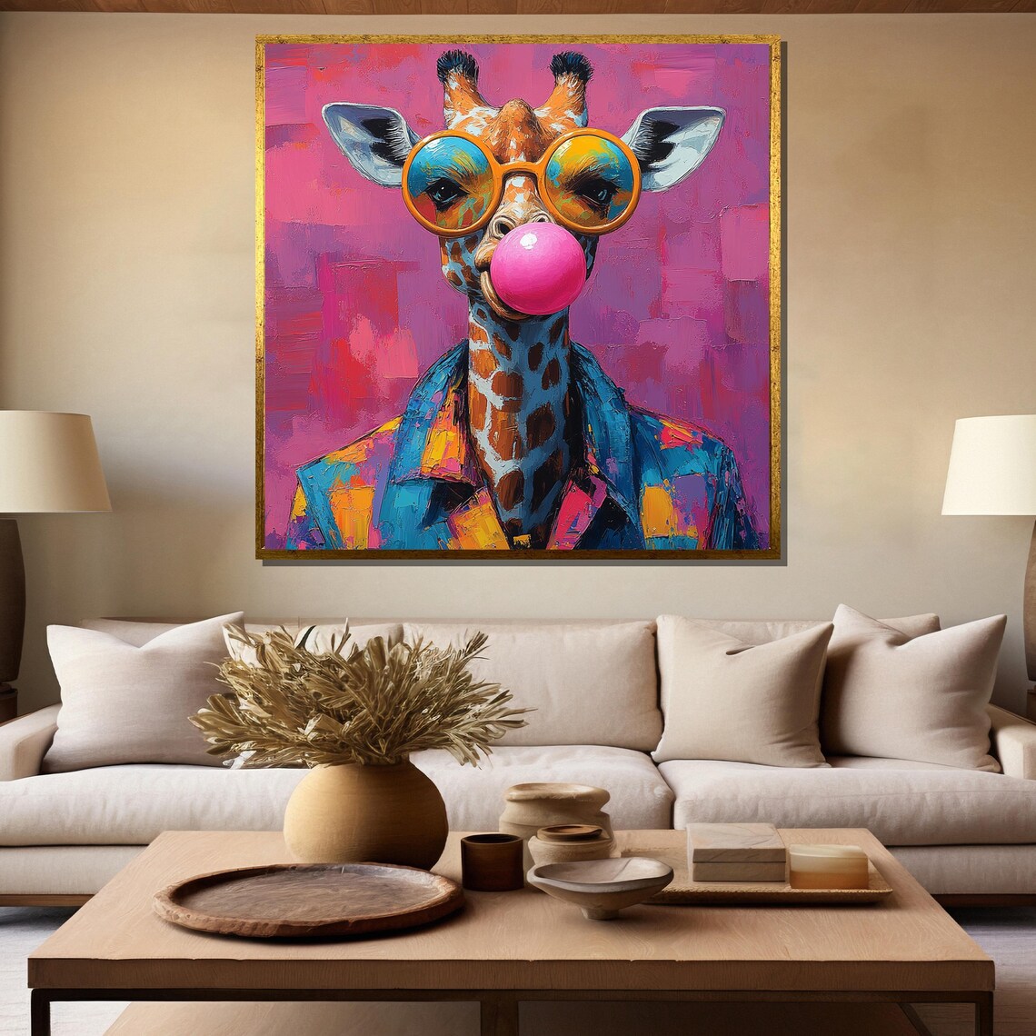 Colorful Giraffe Pop Art Bubble Gum Art Print - Image 5