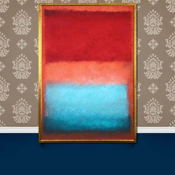Vibrant Red And Blue Abstract Painting Bold Color Block Wall Art Gift For Modern Home And Office Interiors