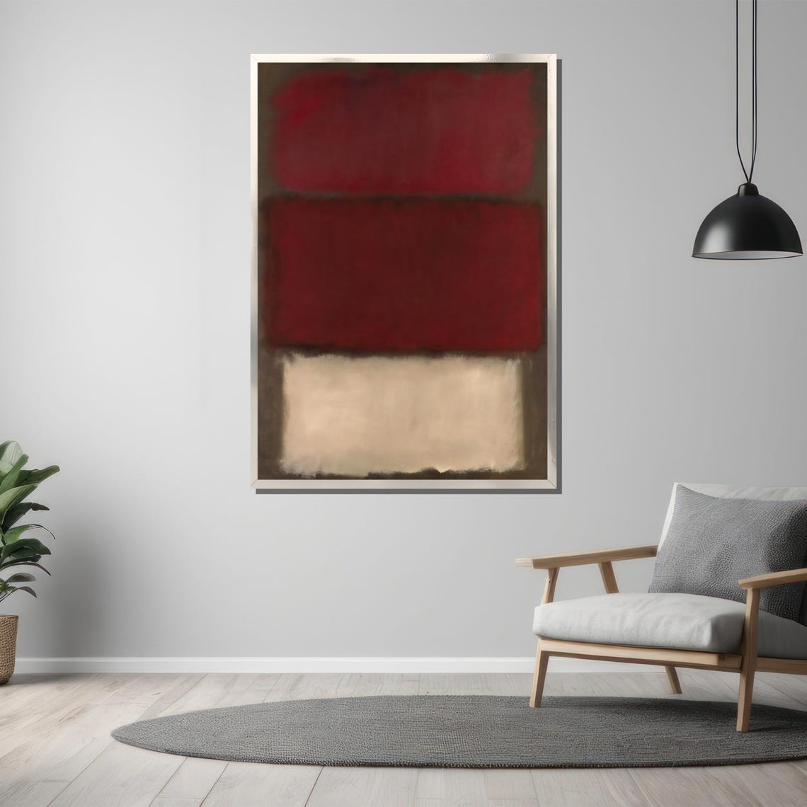 Rothko-Style Deep Red Neutral Color-Field Abstract Art Poster - Image 3