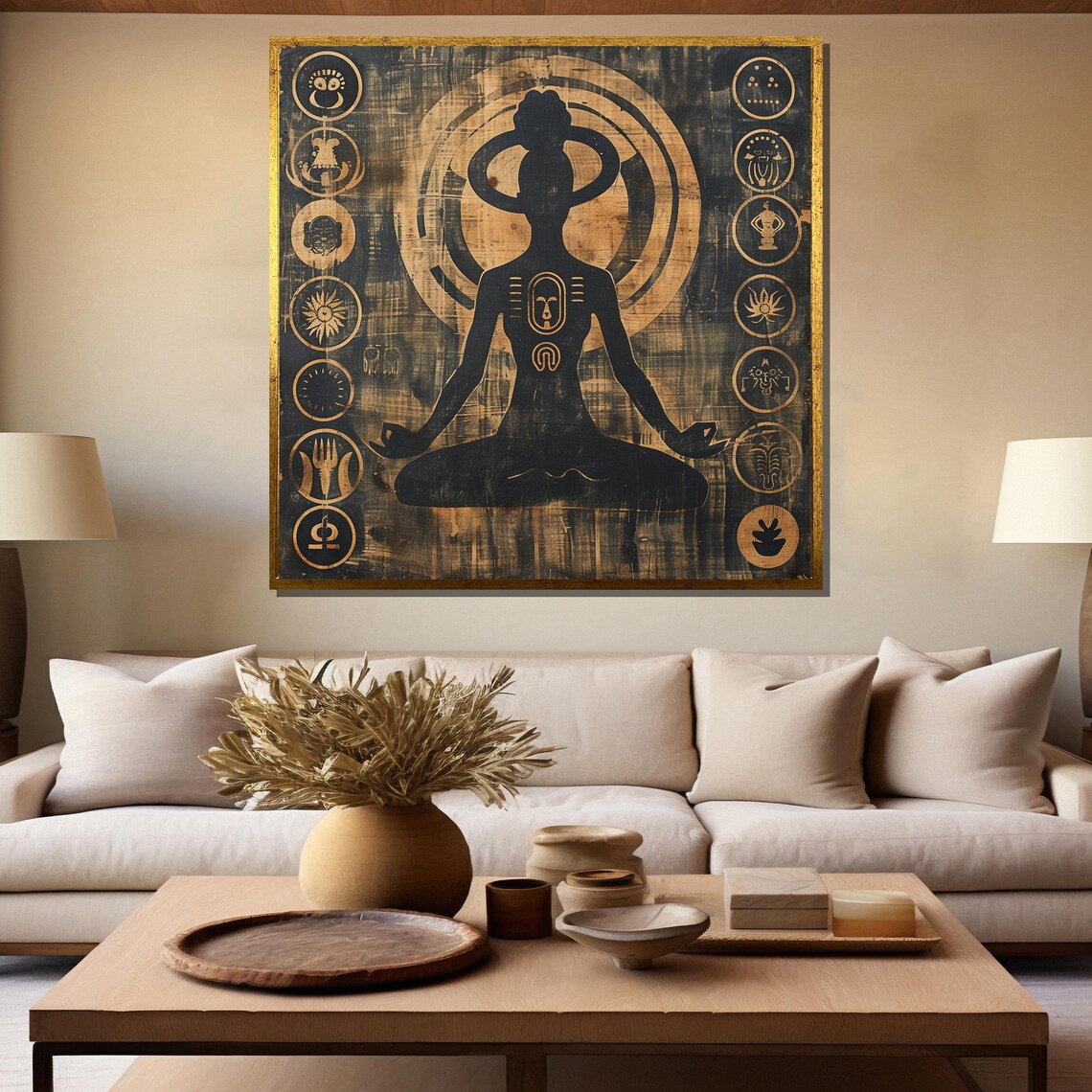 Meditating Woman Silhouette In Black And Gold Zen Art Poster - Image 5