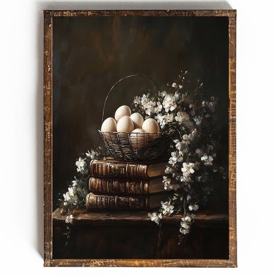 Dark Easter Wall Art Easter Decor Dark Cottagecore Easter Farmhouse Decor Dark Farmhouse Wall Art Moody Easter Print Dark Spring