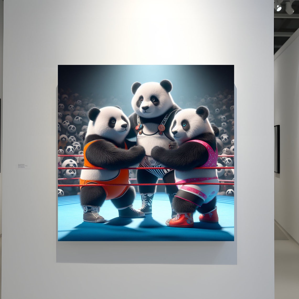 Panda Wrestlers Face Off In A Boxing Ring With A Crowd Poster - Image 3