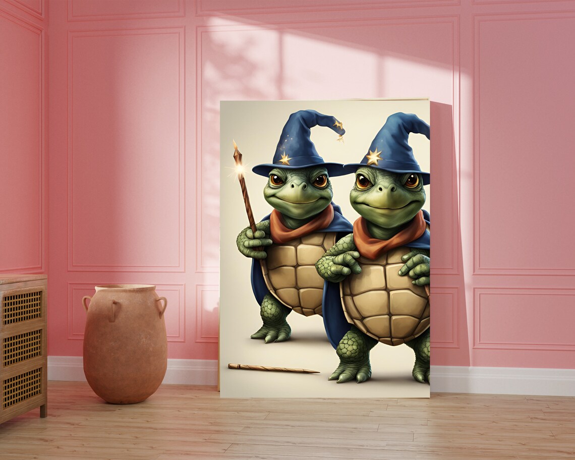 Wizard Turtles Cute Quirky Animal Art Print - Image 4