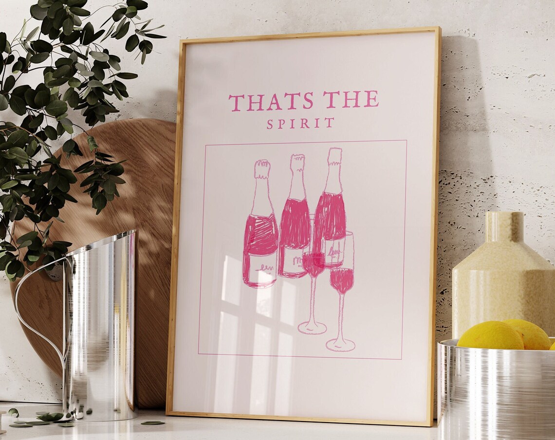 Thats The Spirit Pink Champagne Bottles Celebration Bar Art Print