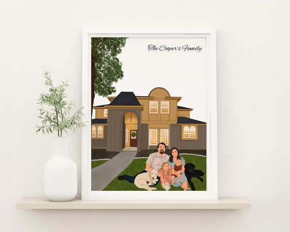 Personalized Family House Portrait Art Print