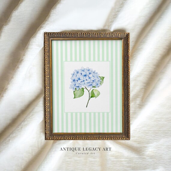 Blue Hydrangea Watercolor Painting Print Botanical Flower Wall Art