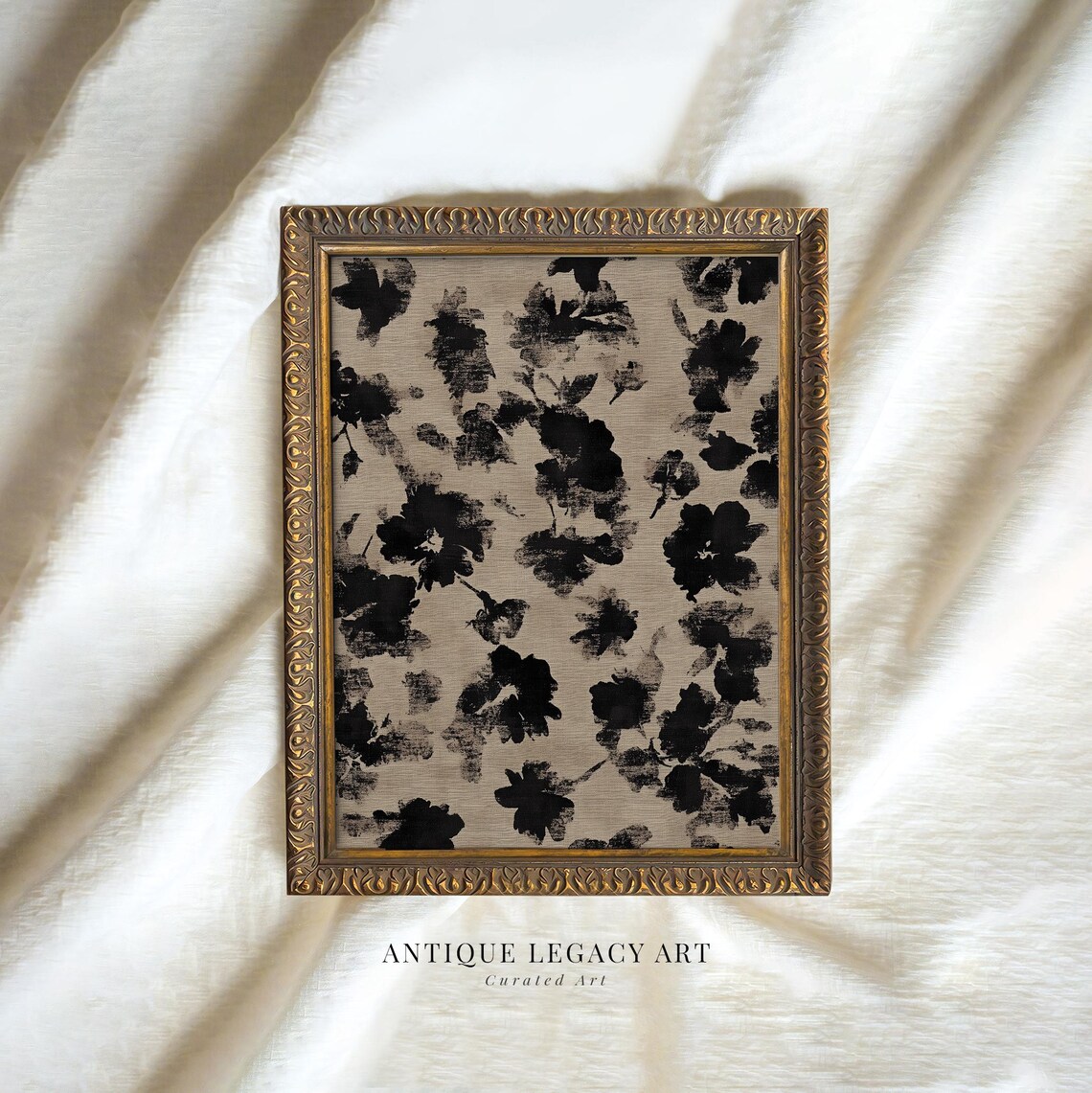 Neutral Floral Abstract Art Print, Minimalist Flower Pattern
