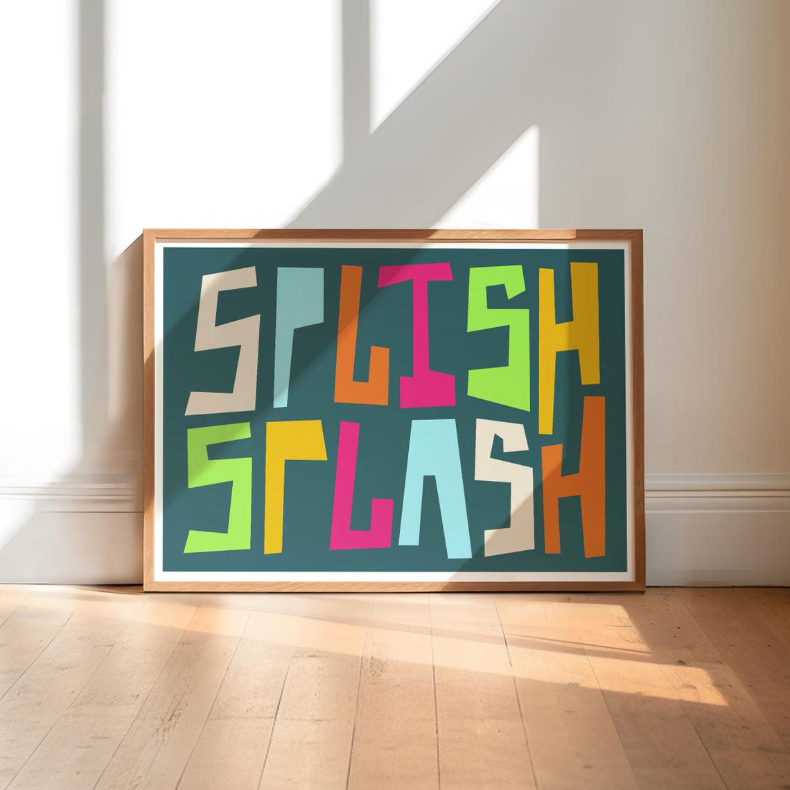 Splish Splash Colorful Hand Lettered Typography Bathroom Poster