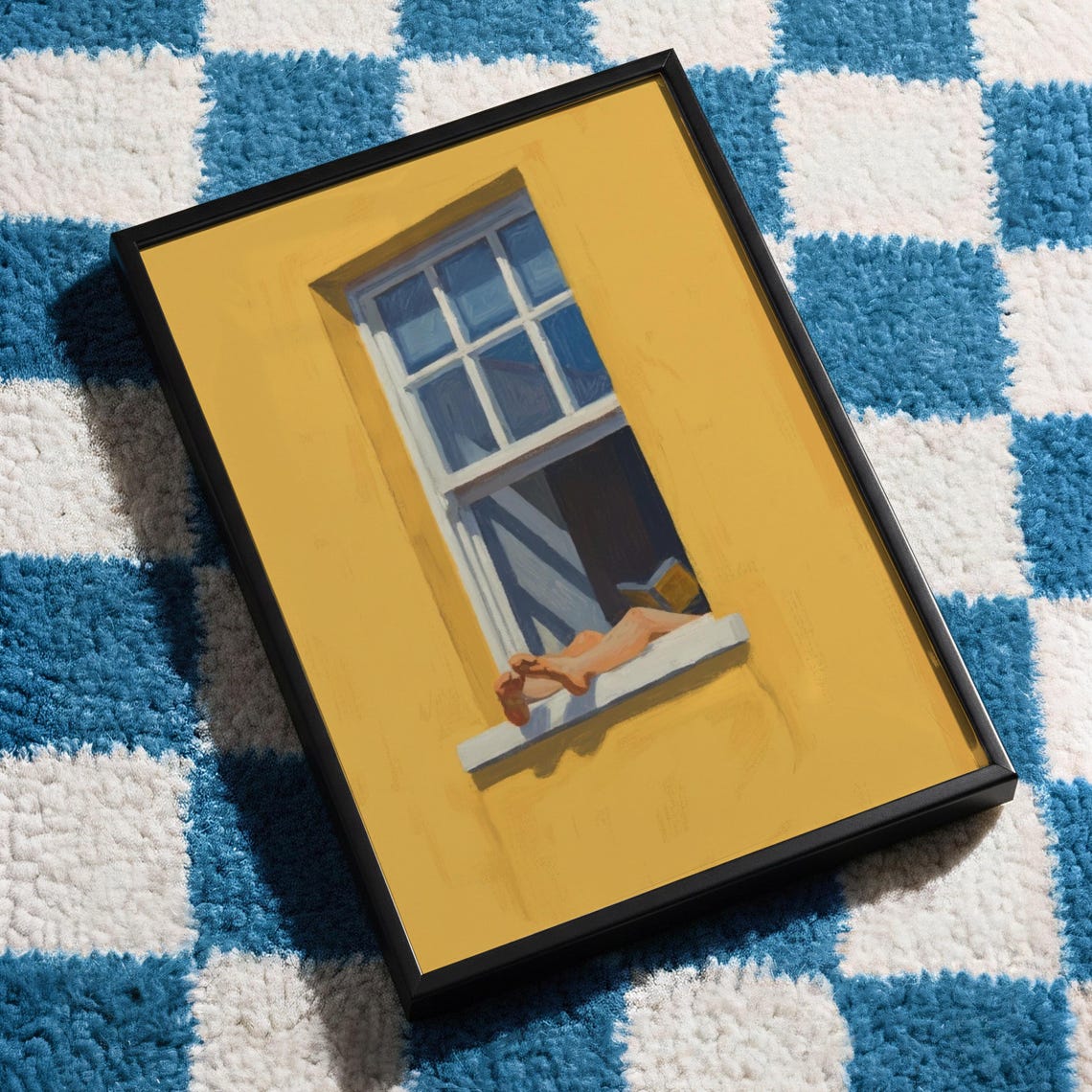 Woman Reading Print Sunny Yellow Window Botanical Art - Image 3