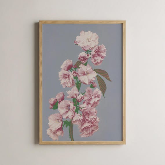 Cherry Blossom Watercolor Print Pastel Floral Wall Art