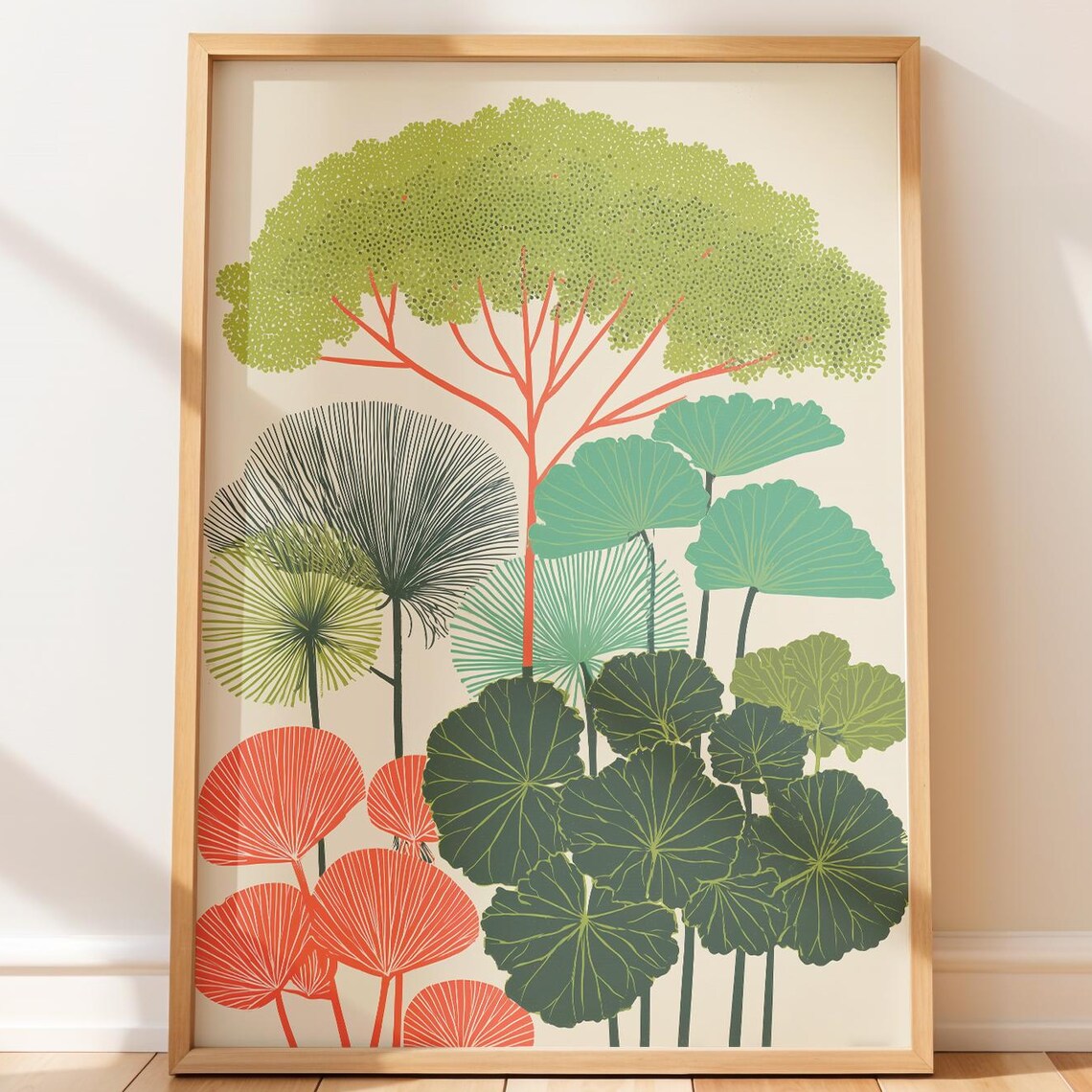 Abstract Trees and Leafy Plants in Modern Botanical Wall Art