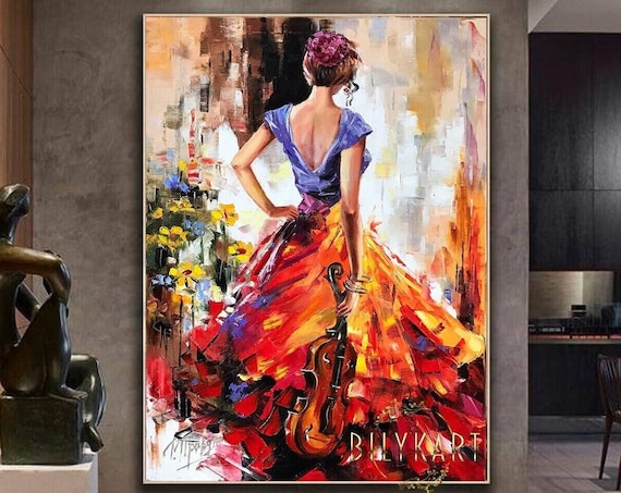 Violinist Abstract Woman Music Art Poster Print