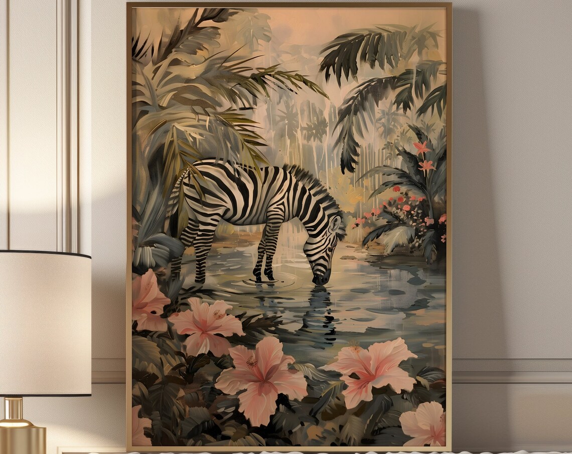 Zebra Jungle Print, Vintage Botanical Safari Poster - Image 4