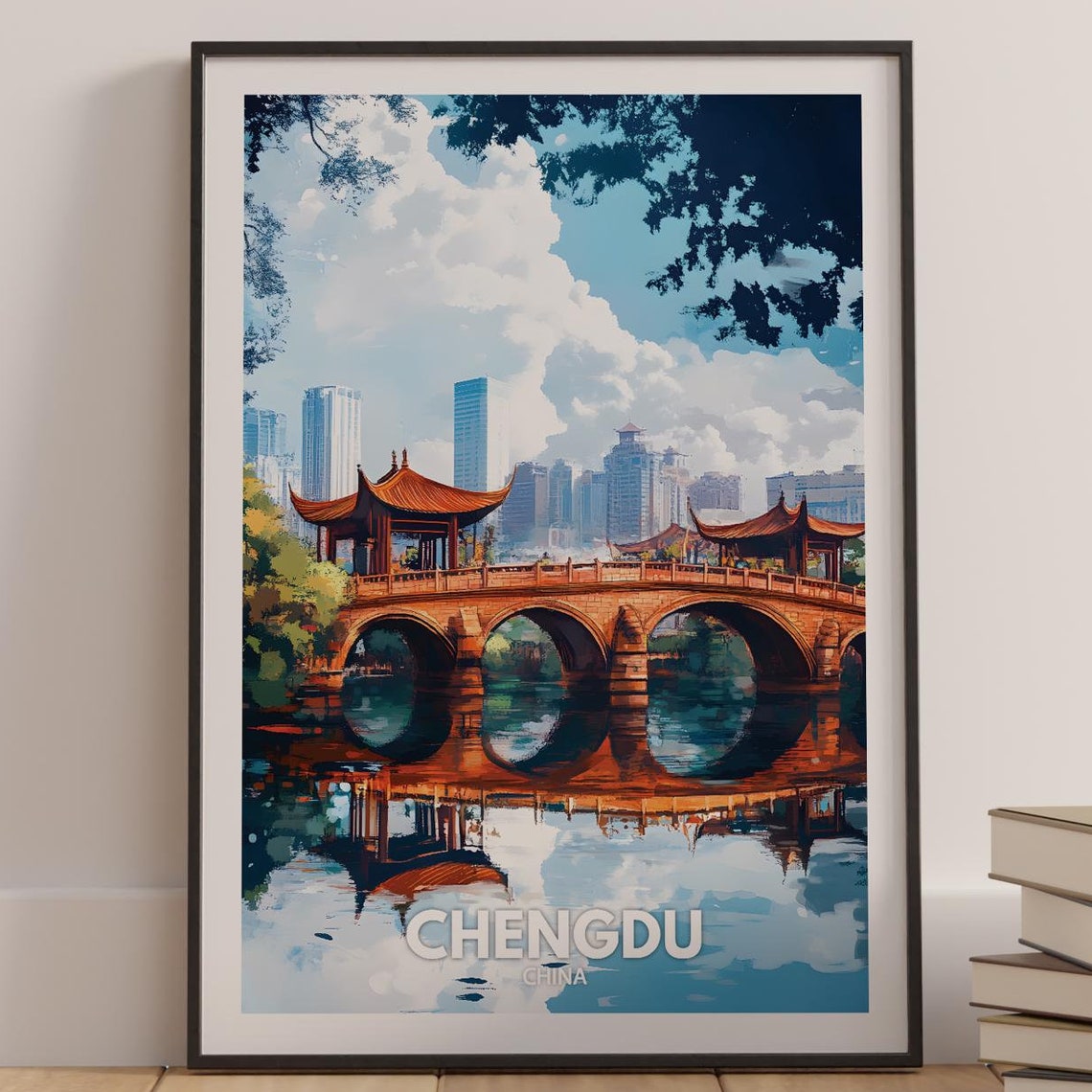 Chengdu Travel Print China Chengdu Travel Poster China Travel Poster China Cityscape Wall Art Unique City Art Decor