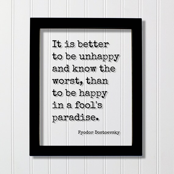 Fyodor Dostoevsky Fools Paradise Quote Typewriter Glass Poster