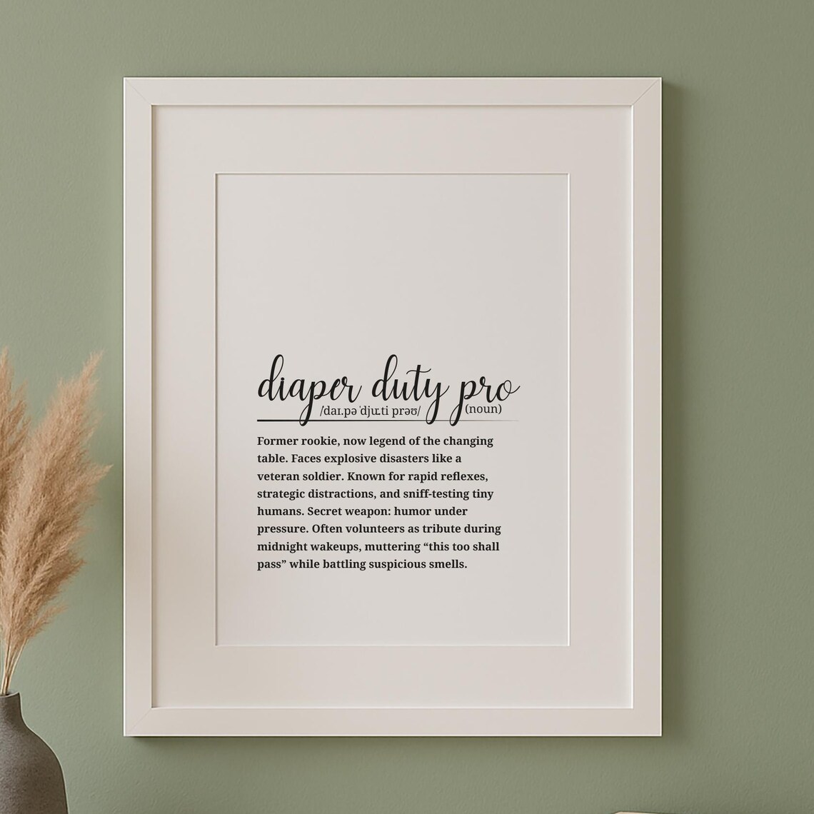 Funny Diaper Duty Pro Definition Humor Poster for New Parents Gift - Image 6