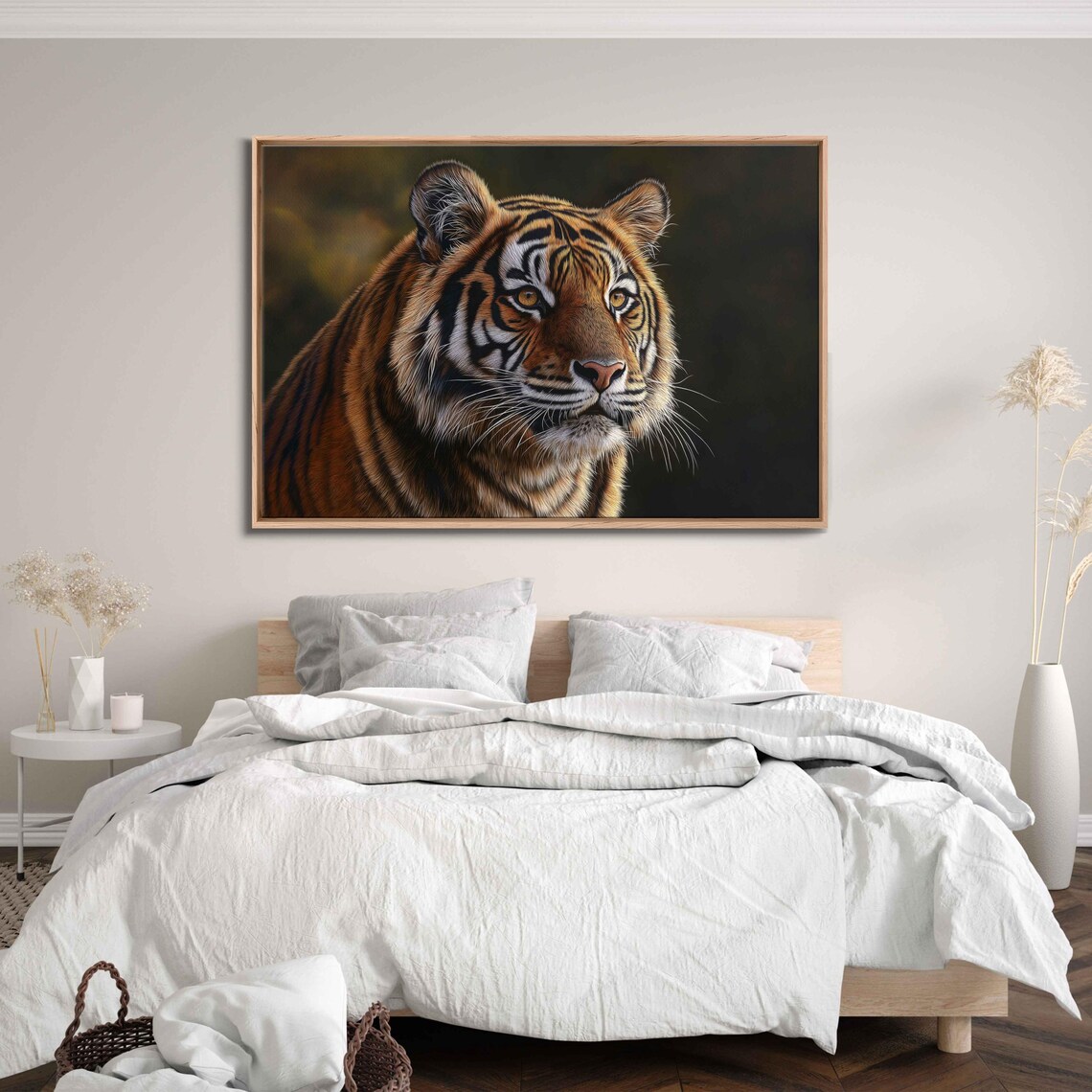 Majestic Tiger Portrait In The Wild Golden Eyes Realistic Wildlife Art Poster