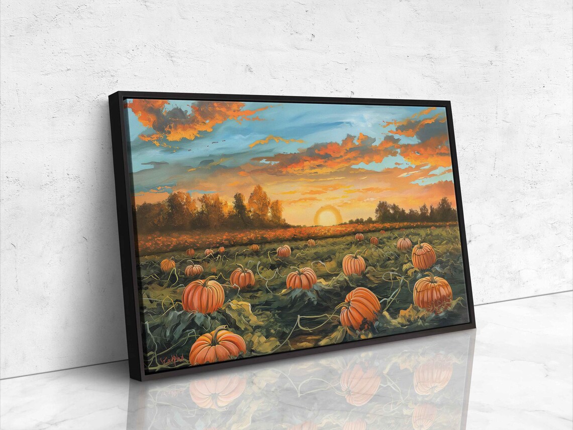 Pumpkin Patch During Autumn Sunset, Fall Scenery - Image 4