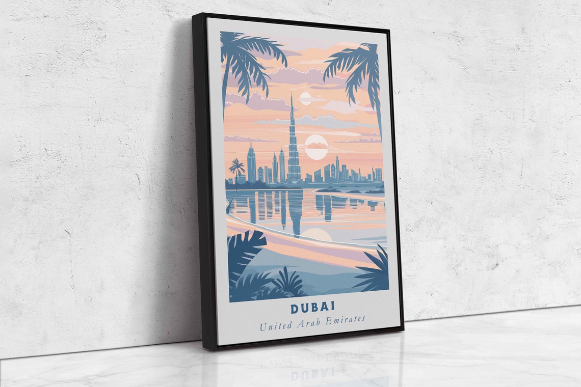 Dubai Skyline Burj Khalifa Waterfront Reflection Travel Poster - Image 2