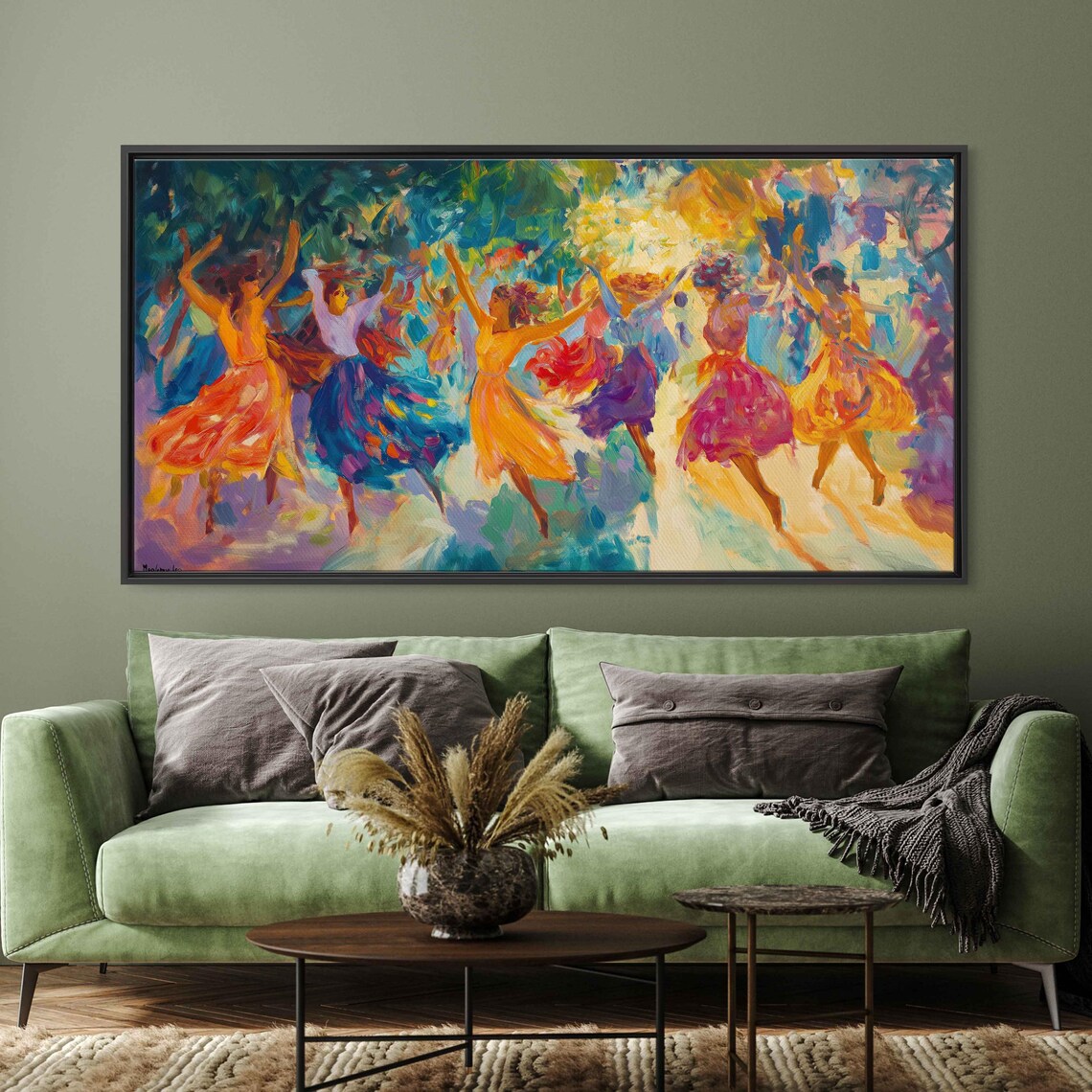 Joyful Festival Dancers Flowing Colorful Skirts Bright Dance Celebration Poster - Image 3
