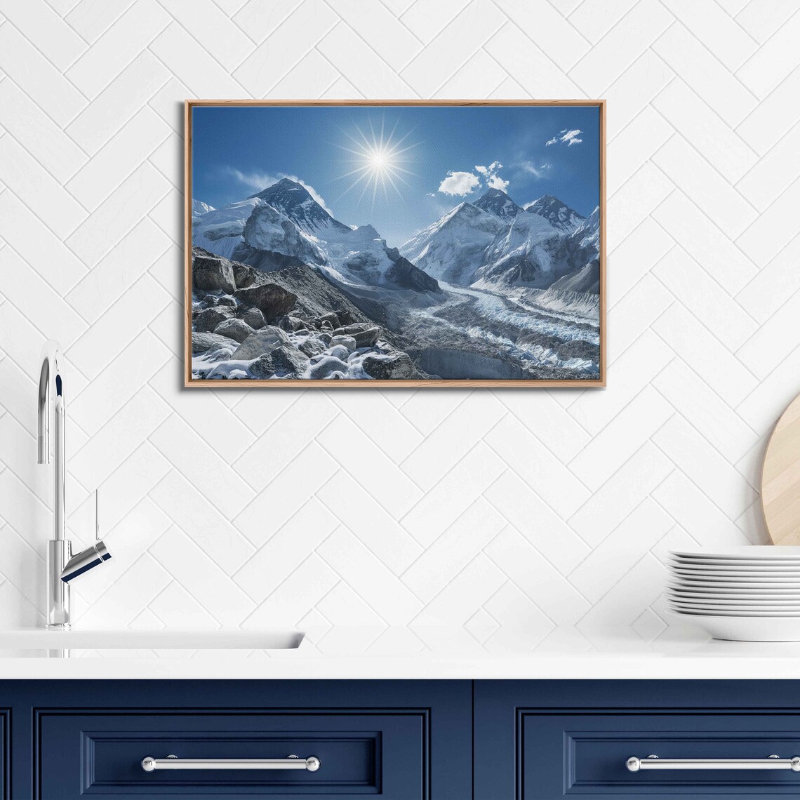 Hiking Trail Through Himalayas Mountain Range Ejecting Through Clouds Photography Print Wall Art Print Asia Wall Art Ready To Hang - Image 3
