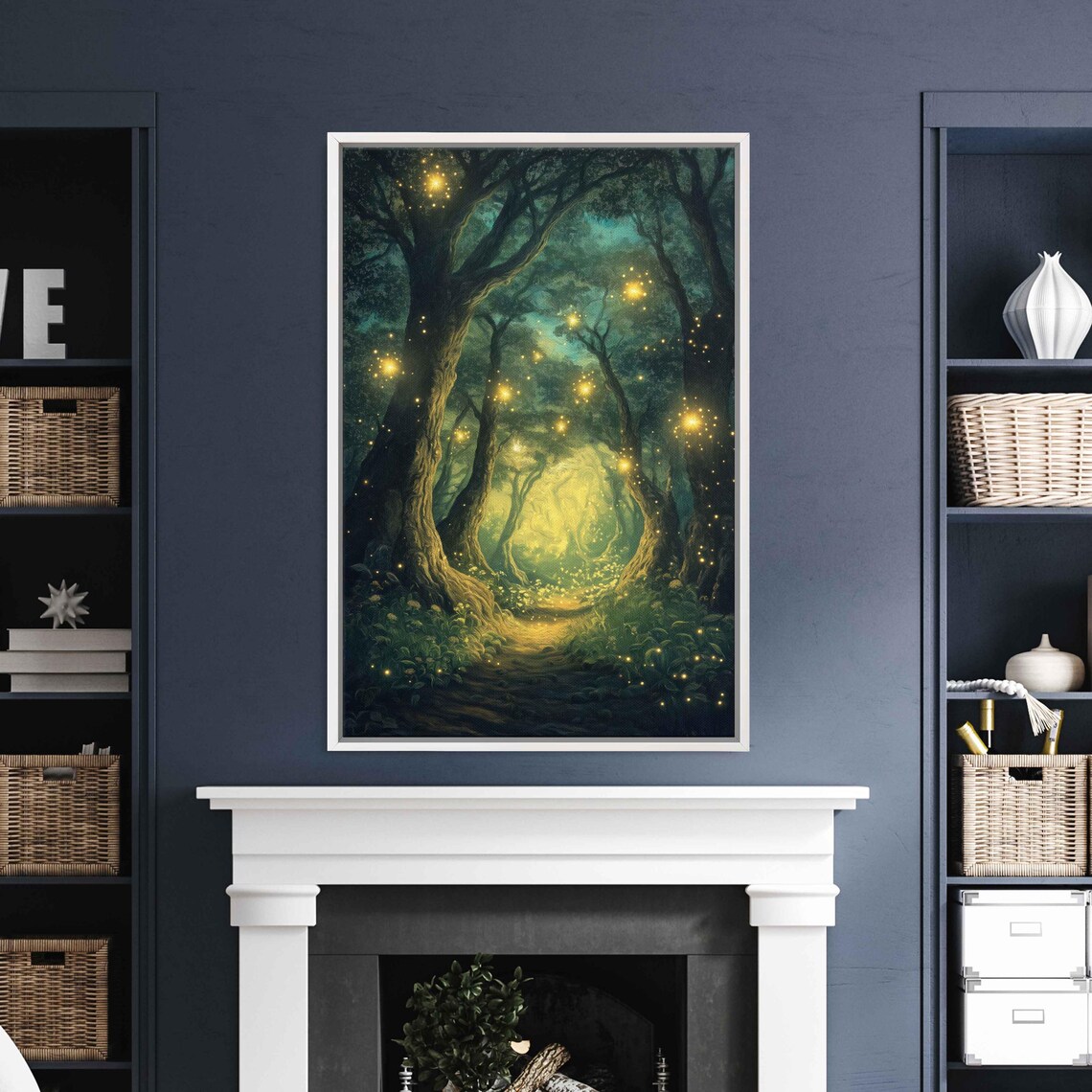 Mystical Forest Tunnel With A Glowing Green Heart And Fireflies Poster - Image 3