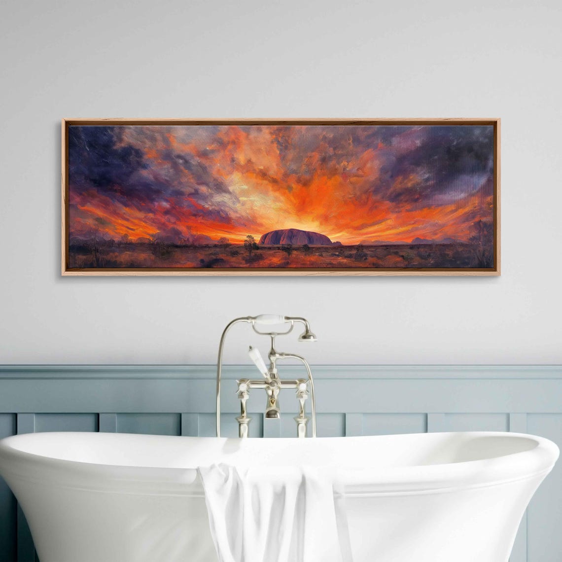 Australian Outback Sunset Wall Art Print Iconic Uluru Fiery Skies Vibrant Colors