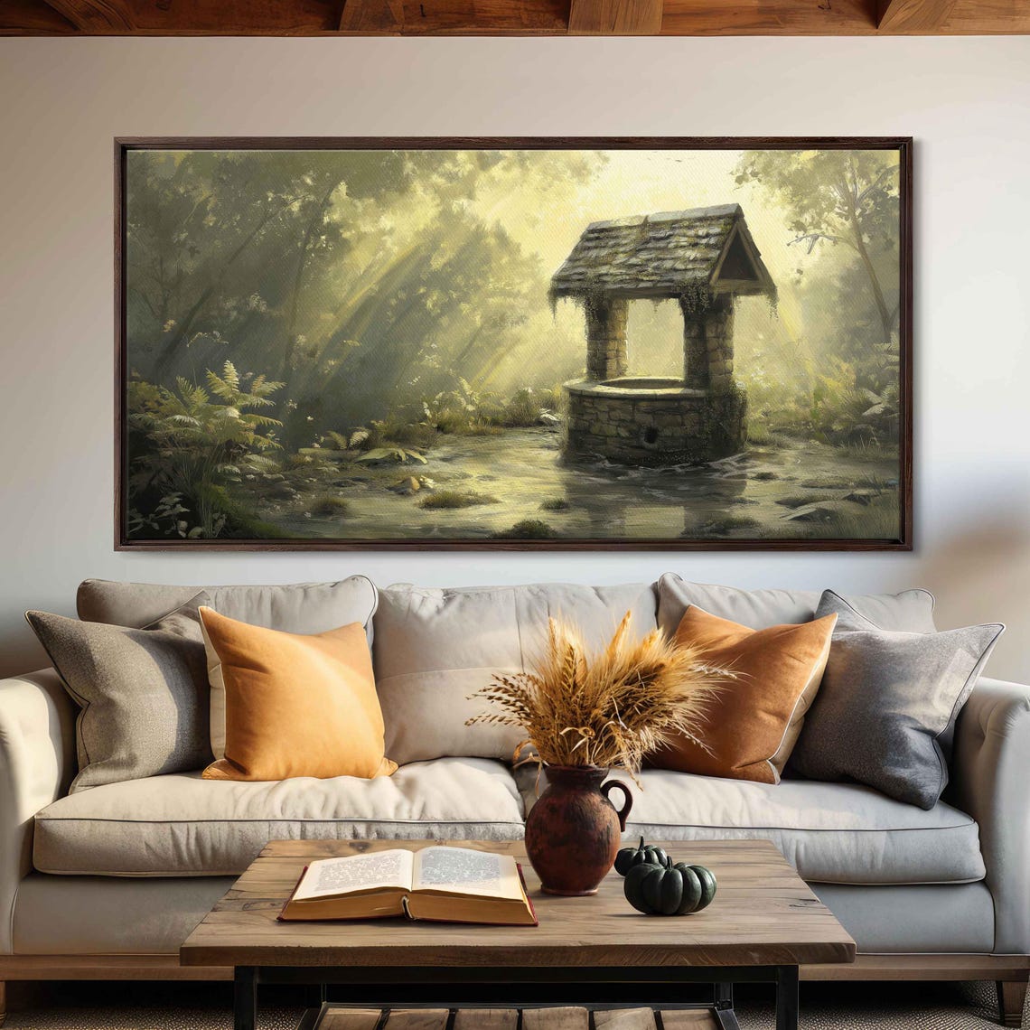 Ancient Stone Wishing Well Sun Dappled Forest Glen Fairy Tale Poster