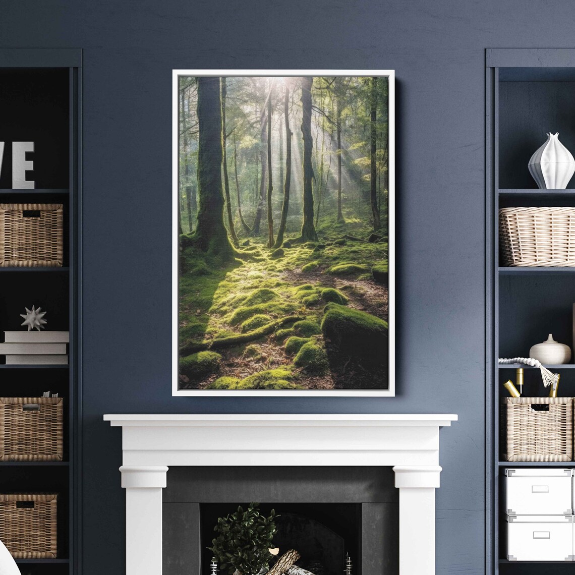 Sunlight Filtering Through Tranquil Forest Wall Art Print Peaceful Nature Wooded Flowing Stream Ready To Hang - Image 3