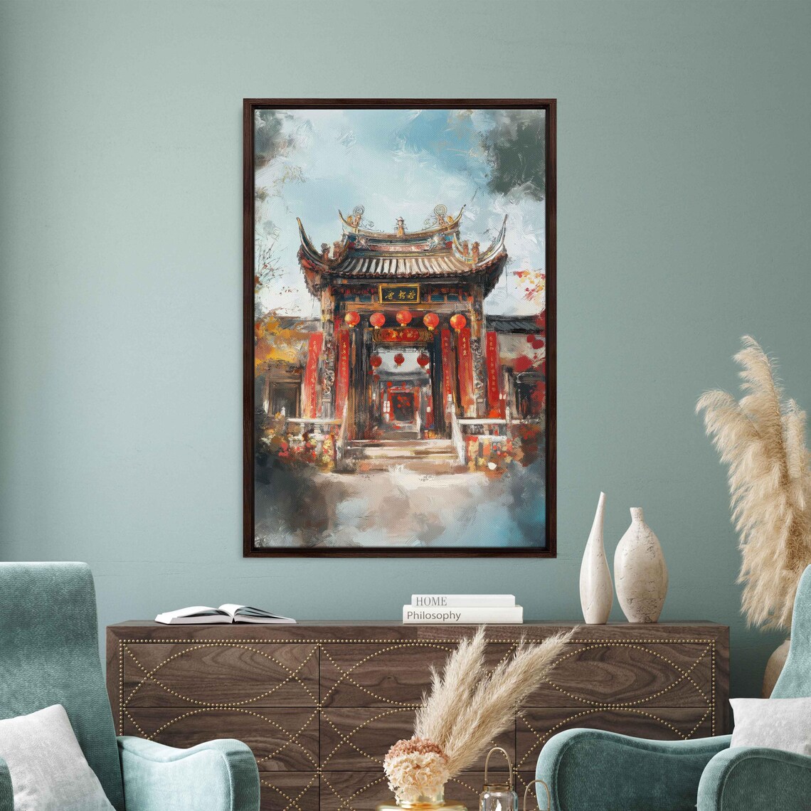Traditional Chinese Temple Art Print, New Years Decorations - Image 3