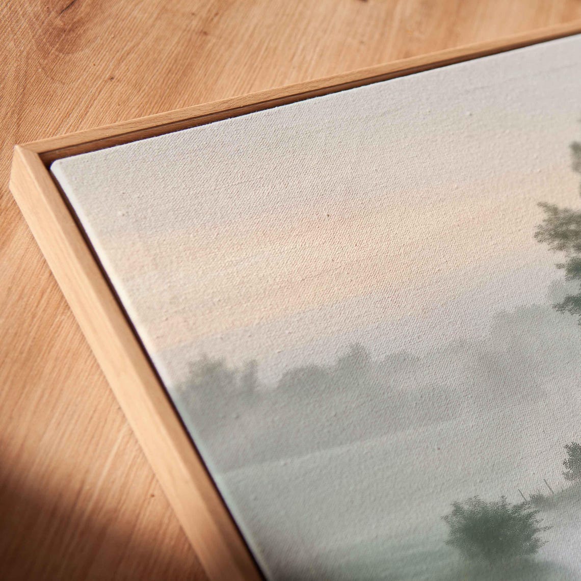 Misty Morning In English Countryside Wall Art Print Serene Stream Foggy Landscape - Image 2