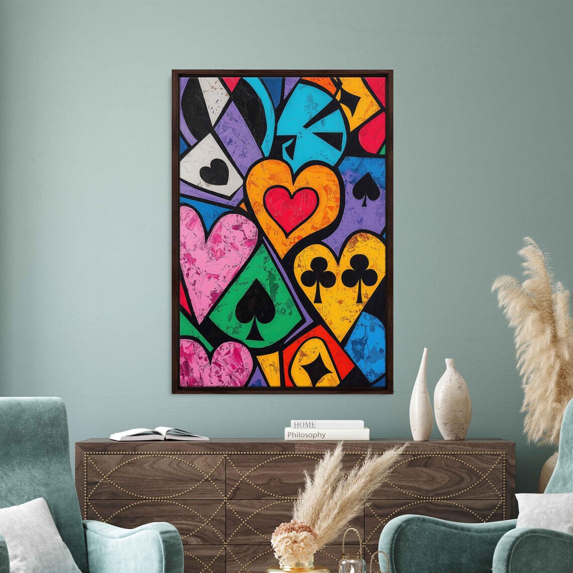 Pop Art Playing Card Suits Art Print, Man Cave Decor - Image 3