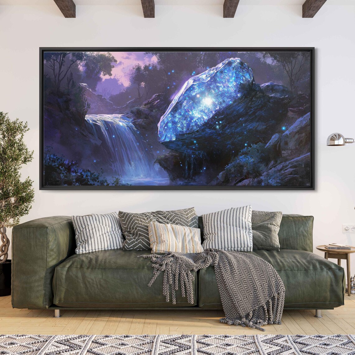 Crystalline Waterfalls, Enchanted Canyon Twilight Art Print