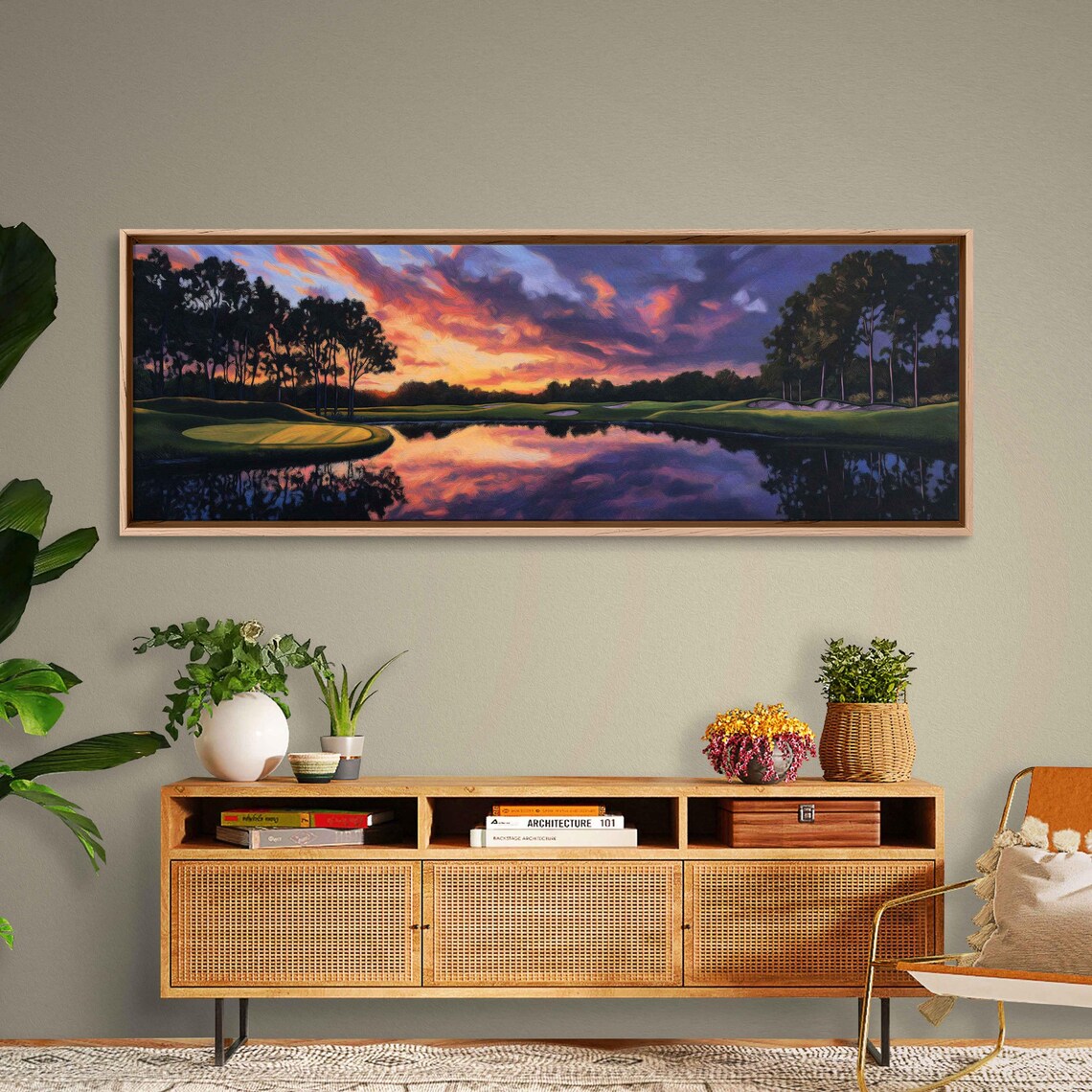 Bay Hill Club Landscape, Vibrant Sunset Reflection - Image 3
