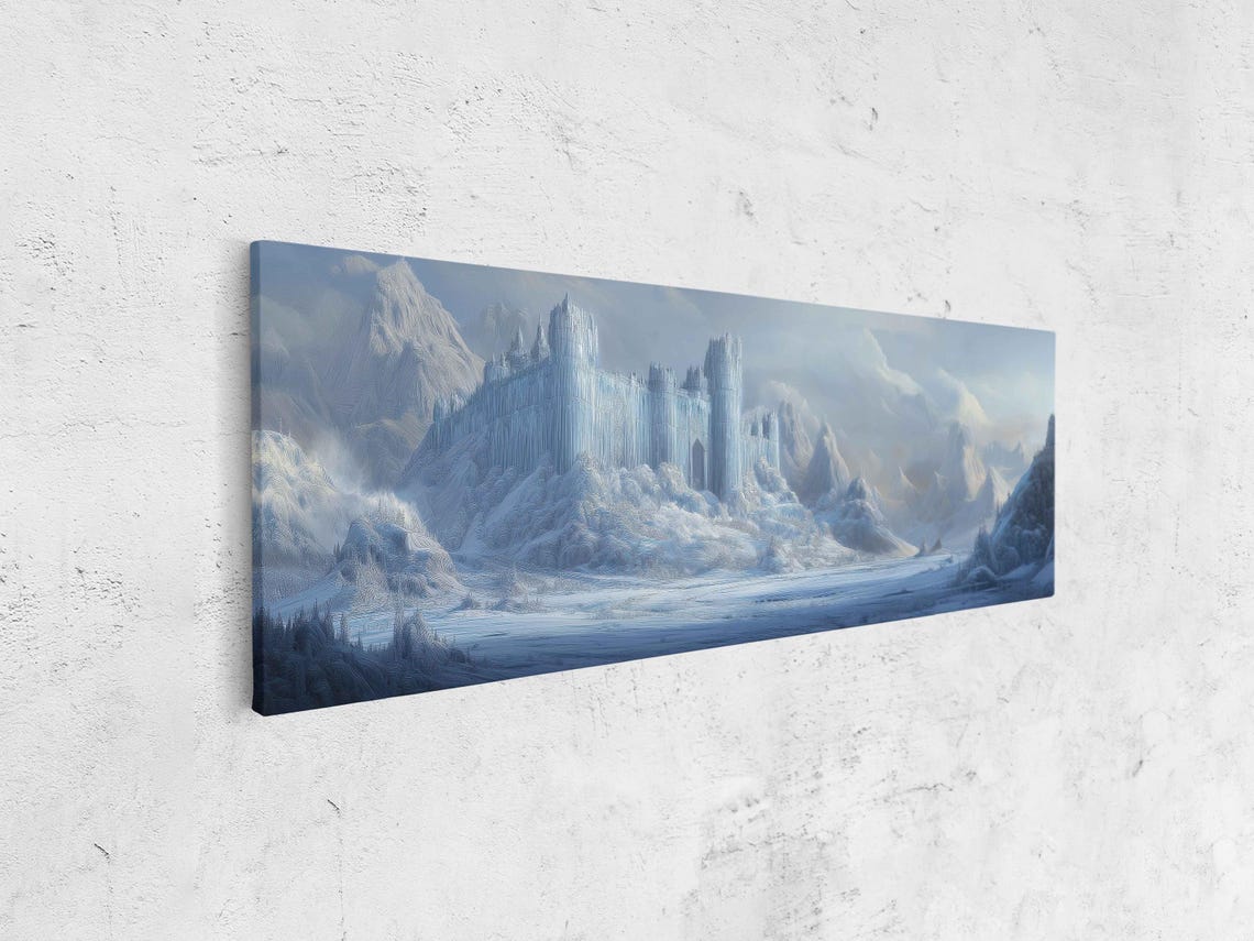 Grand Ice Fortress Snowy Mountains Fantasy Winter Castle Art Poster - Image 4