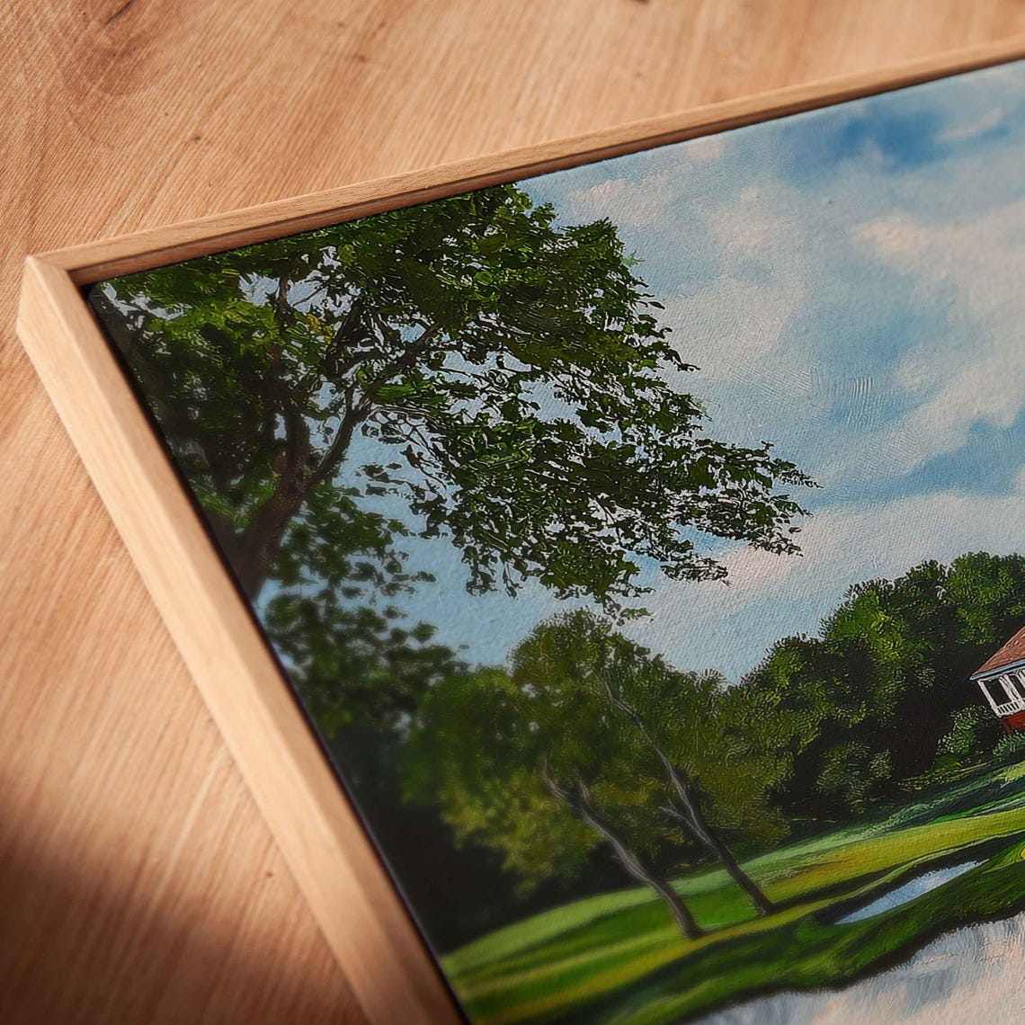Championship Golf Green Twin Sand Bunkers Clubhouse Painting Poster - Image 2