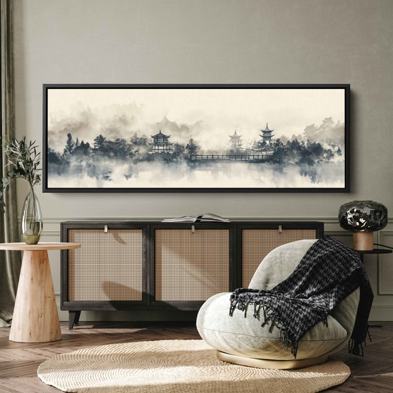 Traditional Asian Building Painting Framed Print Ready To Hang